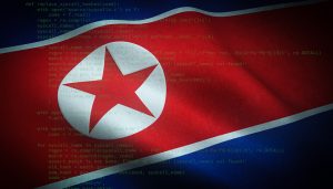 Close up of North Korean flag.