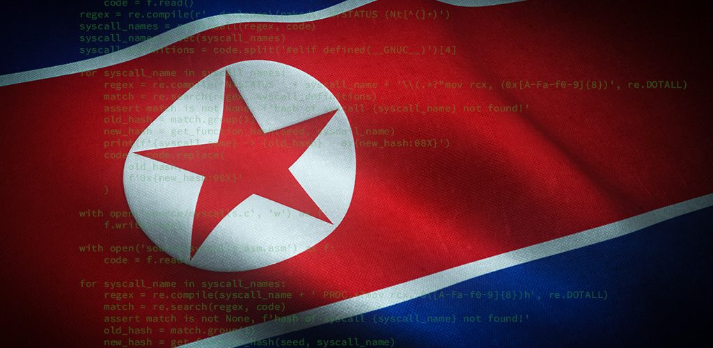 Close up of North Korean flag.