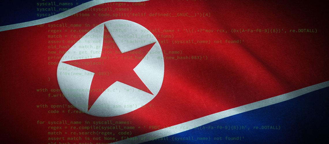 Close up of North Korean flag.